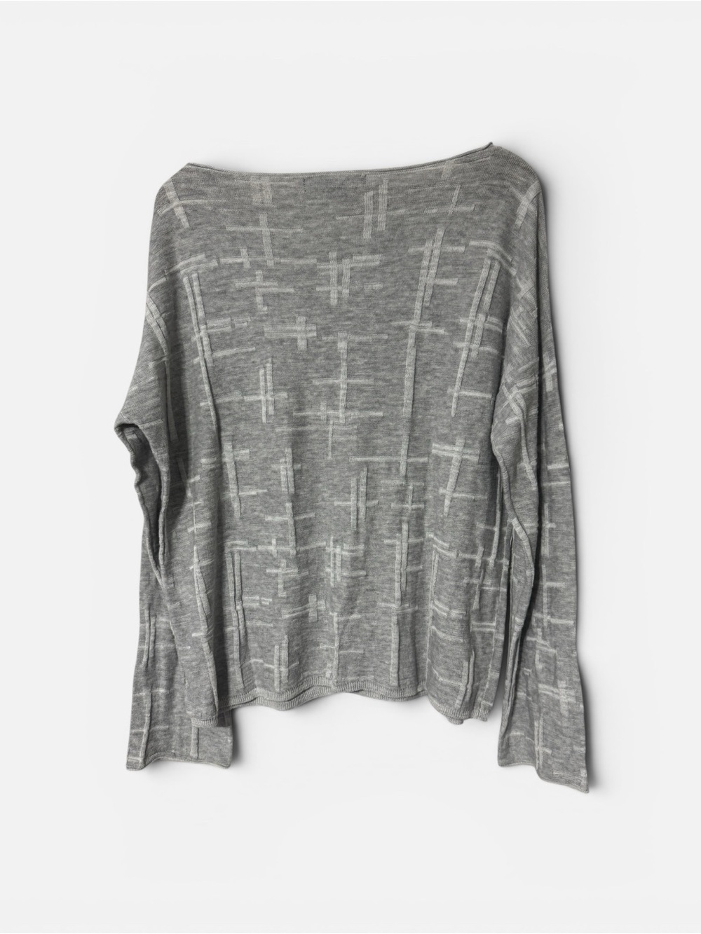Skull Cashmere Gray & White Bold Skull Motif Print Cotton Pullover Sweater L - Picture 2 of 5